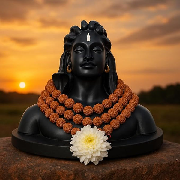 Swarajya India Rudraksha Mala | 108 Natural Rudraksha Seed Beads | Powerful Jaap Mala for Meditation, Positive Energy & Shiv Puja | Spiritual Rosary for Men & Women