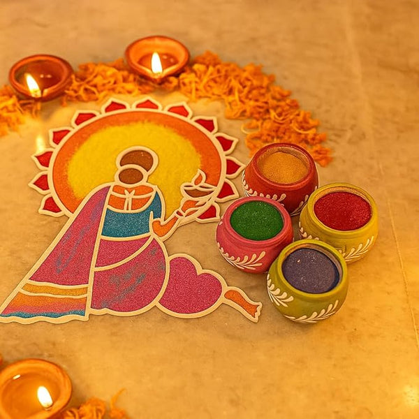 Swarajya India Diya Rangoli | Beautiful Traditional Diya-Shaped Rangoli for Festive Decoration | Vibrant Colors | Durable & Easy to Use | Perfect for Diwali & Celebrations