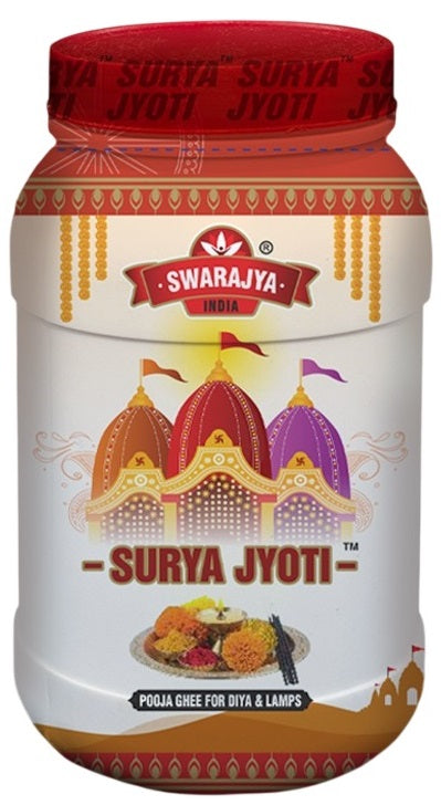 Swarajya India Surya Jyoti Pooja Ghee - 1 Litre, Pure and Sacred for Religious Rituals