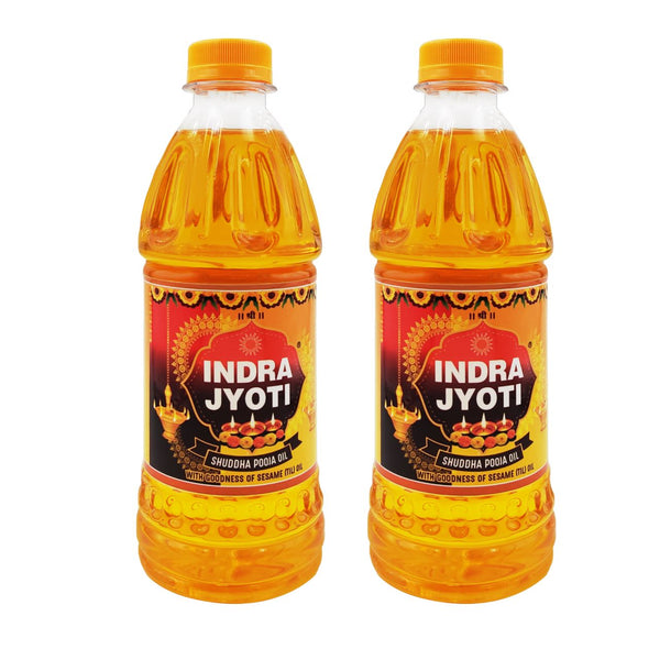 Indrajyoti Pooja oil in Sadalwood Fragrance- 450 ml (Pack of 2)